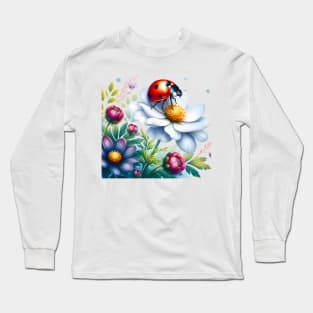 A ladybug decorated with beautiful colorful flowers. Long Sleeve T-Shirt